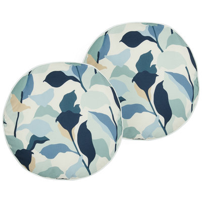 Set of 2 Outdoor Cushions VEGLINO Plant Pattern 40 x 40 cm Blue