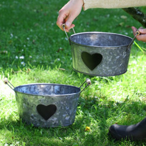 Set of 2 Outdoor Garden Storage Buckets with Chalkboard Heart