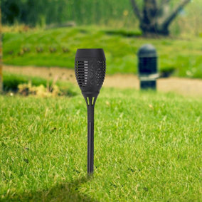 Set of 2 Outdoor Solar LED Torch Lights Garden Path Stake  90 x 520 mm