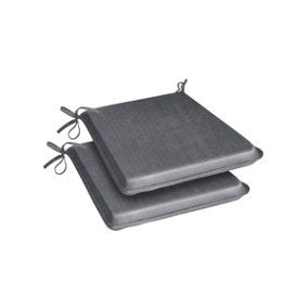 Set of 2 Outdoor Water-Repellent Garden Seat Pads Grey