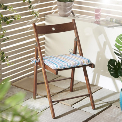 Set of 2 Outdoor Water-Repellent Garden Seat Pads Multi Stripe