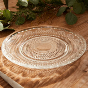 Set of 2 Parisian Glass Tableware Dinner Side Plates Serving Dish Gift Idea