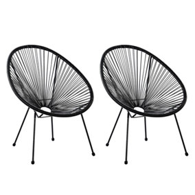 Set of 2 PE Rattan Accent Chairs Black ACAPULCO II