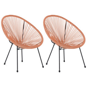 Set of 2 PE Rattan Accent Chairs Orange ACAPULCO II