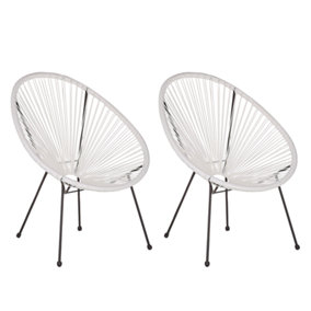 Set of 2 PE Rattan Accent Chairs White ACAPULCO II