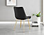 Set of 2 Pesaro Luxury Black Soft Touch Diamond Stitched Velvet Gold Chromed Metal Leg Dining Chairs