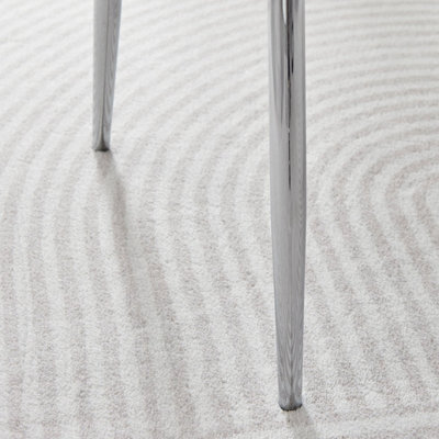 Set of 2 Pesaro Luxury Blue Soft Touch Diamond Stitched Velvet Silver Chromed Metal Leg Dining Chairs