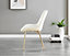 Set of 2 Pesaro Luxury Cream Soft Touch Diamond Stitched Velvet Gold Chromed Metal Leg Dining Chairs