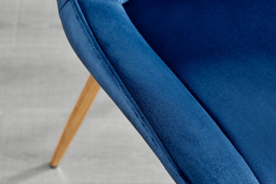Set of 2 Pesaro Luxury Navy Soft Touch Diamond Stitched Velvet Gold Chromed Metal Leg Dining Chairs
