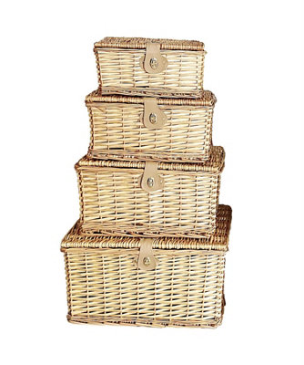 Set Of 2 Picnic Hamper Basket With Lid Latch No Lining Natural Extra ...