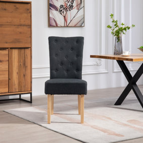 Set of 2 Pienza Fabric Dining Chairs - Black
