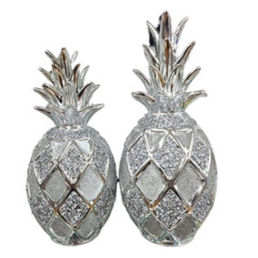 Set Of 2 Pineapples Sparkle Crushed Diamond Shelves