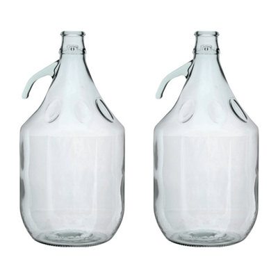 Set of 2 Plain 5L Glass Demijohns for Home Brewing and Storage