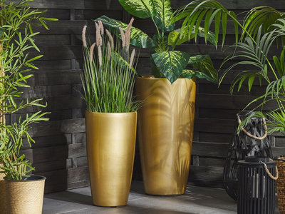 Set of 2 Plant Pots 32 cm Gold TSERIA