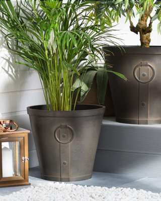 Set of 2 Plant Pots 41 cm Brown VARI