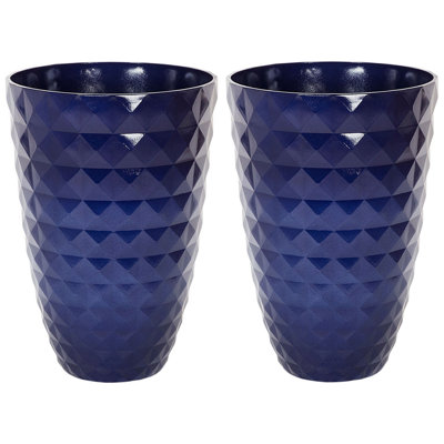 Set of 2 Plant Pots 42 cm Navy Blue FERIZA