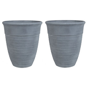 Set of 2 Plant Pots 43 cm Grey KATALIMA