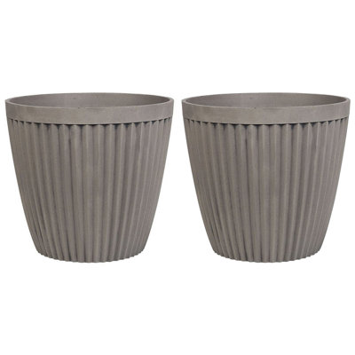 Set of 2 Plant Pots 44 cm Taupe POKA