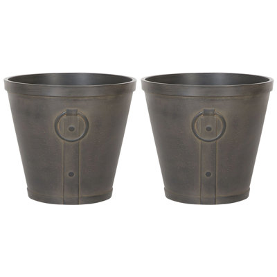 Set of 2 Plant Pots 45 cm Brown VARI