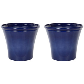 Set of 2 Plant Pots 46 cm Navy Blue KOKKINO