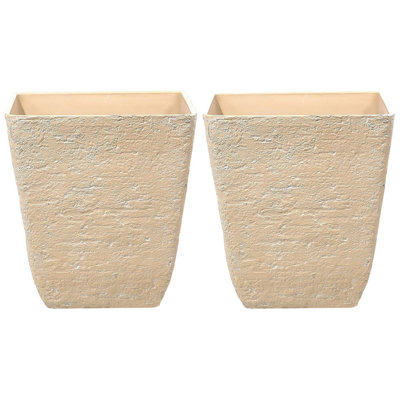 Set of 2 Plant Pots 49 x 49 x 53 cm Beige DELOS