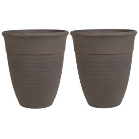 Set of 2 Plant Pots 50 cm Brown KATALIMA