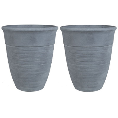 Set of 2 Plant Pots 50 cm Grey KATALIMA