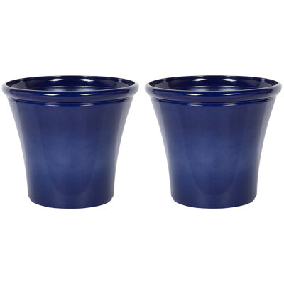 Set of 2 Plant Pots 50 cm Navy Blue KOKKINO