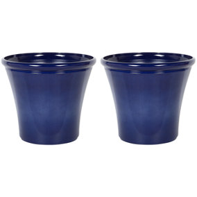 Set of 2 Plant Pots 50 cm Navy Blue KOKKINO