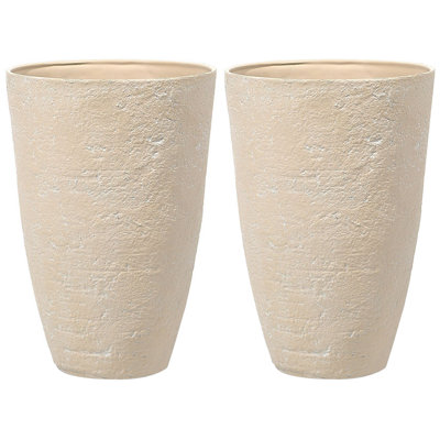 Set of 2 Plant Pots 51 x 51 x 71 cm Beige CAMIA