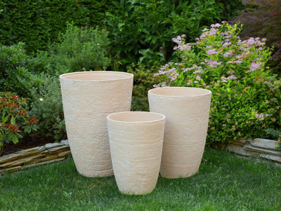 Set of 2 Plant Pots 51 x 51 x 71 cm Beige CAMIA