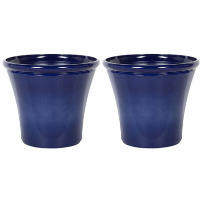 Set of 2 Plant Pots 55 cm Navy Blue KOKKINO