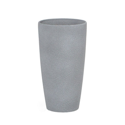 Set of 2 Plant Pots ABDERA Stone 23 cm Grey