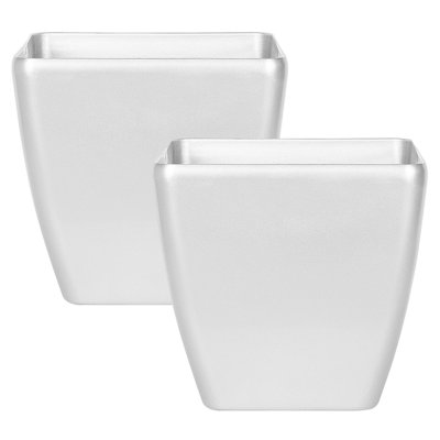 Set of 2 Plant Pots ASTRAS Stone 42 cm Silver