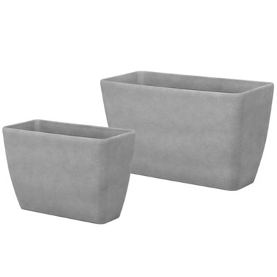 Set of 2 Plant Pots BARIS Stone 60/74 cm Grey