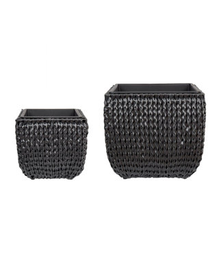 Set of 2 Plant Pots BERBERIS PE Rattan 34/45 cm