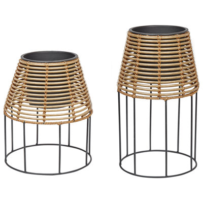 Set of 2 Plant Pots BORAGO PE Rattan 20/21 cm