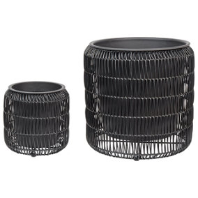 Set of 2 Plant Pots BRODIEA PE Rattan 26/45 cm