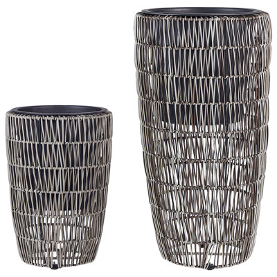 Set of 2 Plant Pots CHELONE PE Rattan 26/34 cm