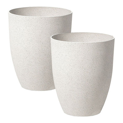 Set of 2 Plant Pots CROTON 43 cm Off-White