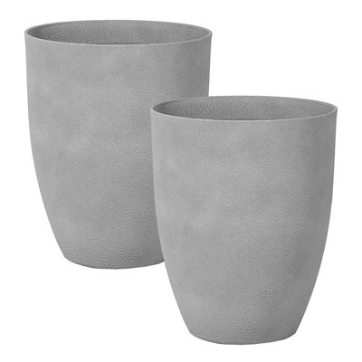 Set of 2 Plant Pots CROTON Stone 43 cm Grey