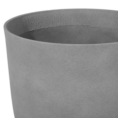 Set of 2 Plant Pots CROTON Stone 43 cm Grey