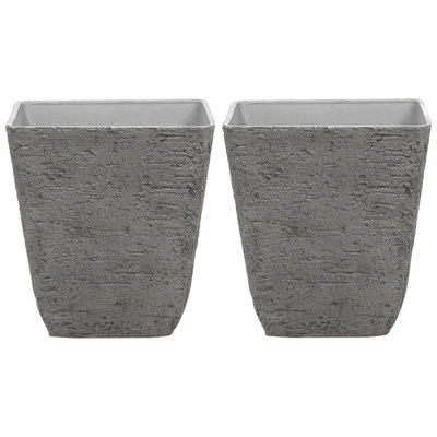 Set of 2 Plant Pots DELOS Stone 49 cm Grey