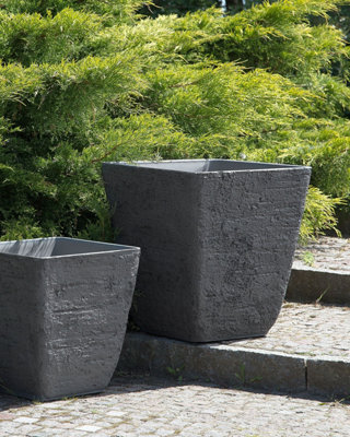 Set of 2 Plant Pots DELOS Stone 49 cm Grey