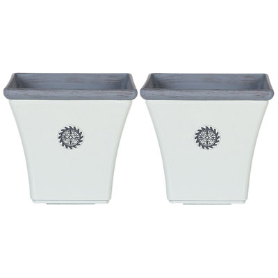 Set of 2 Plant Pots ELATEIA Stone 43 cm White