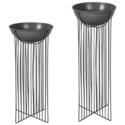 Set of 2 Plant Pots FICARIA Metal 22 cm