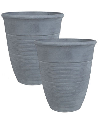 Set of 2 Plant Pots KATALIMA Stone 50 cm Grey