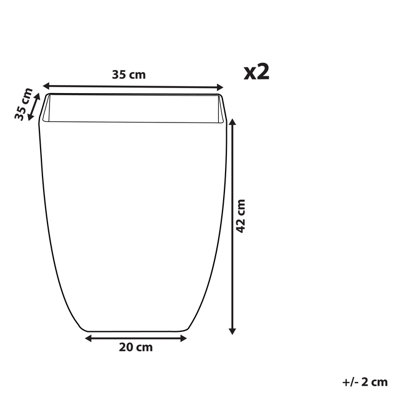 Set of 2 Plant Pots MIRO Stone 35 cm White