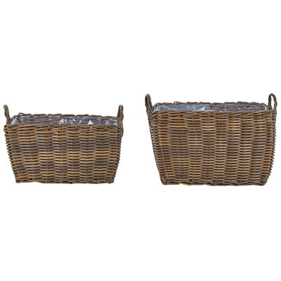 Set of 2 Plant Pots ORMOS PE Rattan 53/59 cm Brown