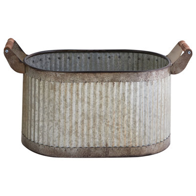 Set of 2 Plant Pots TULIPE Metal 31/41 cm Grey
